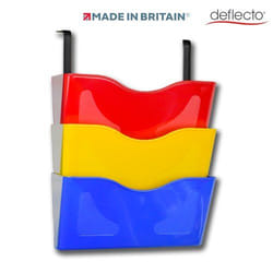 Deflecto 3 x A4 Landscape Wall Pocket Literature File with Hanging Bra