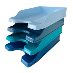 Deflecto Cool Breeze A4 Continental Letter Trays Deep Blue and Aqua (P