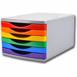 Deflecto 180mm Drawer Tower Unit 6 x 30mm Rainbow Colours - CP146YTRBW