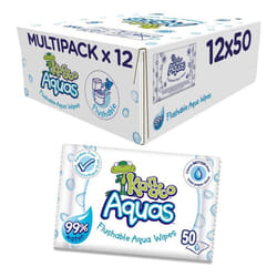Kandoo Aquas Flushable Aqua wipes, Pack of 12, Total 600 wipes