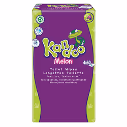 Kandoo Melon Flushable Moist Toilet Tissues, 4 x 60 Wipes (Total 240 wipes), Biodegradable and Plastic Free, Toilet Training  ...