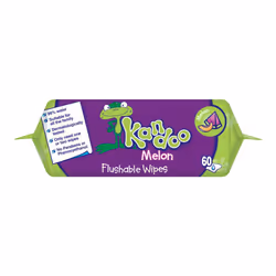Kandoo Melon Flushable Moist Toilet Tissues, 4 x 60 Wipes (Total 240 wipes), Biodegradable and Plastic Free, Toilet Training Wet Toilet Tissues, Melon
