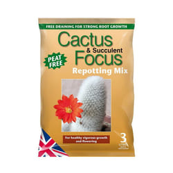 Cactus Focus Repotting Mix Peat Free Plant Soil Garden Growth Technology 3L Bag