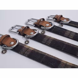Luxury Leather Collar Tweed Check 1'' X20-24''