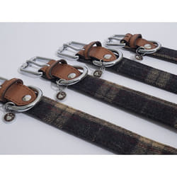 Luxury Leather Collar Tweed Check 1'' X20-24''