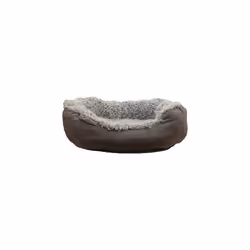 40 Winks Oval Bed Grey Lion Faux Suede 75x40cm