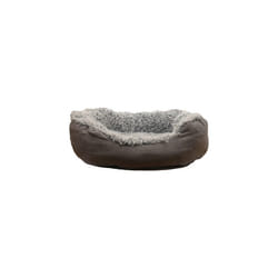 40 Winks Oval Bed Grey Lion Faux Suede 75x40cm