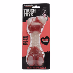 Rosewood Tough Toys Meaty Bacon Takeaway Bone Large Dog Toy
