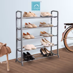 KNIGHT Space Grey Shoe Rack, For Living Room, Hallway and Cloakroom, Stores between 12 to 16 Pairs of Shoes, Sturdy Design, Space Saving - 7 Tier
