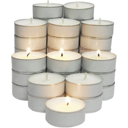 KNIGHT Unscented Tea Light Candles, 100 Pack, Burning Time up to 4 Hours, Perfect for Home Decoration Parties Wedding Events Outdoor and Indoor(White)