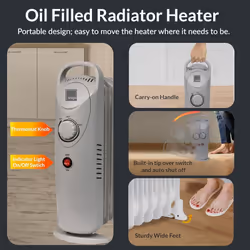 Oil Filled Electric Radiators - 9 Fin Oil Filled Radiator