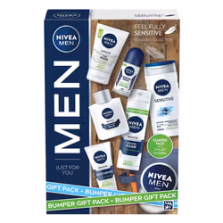 MEN Feel Fully Sensitive Skincare Collection Bumper Gift Pack, with Shower Gel, Anti-Perspirant, Face Wash, Shaving Foam, Pos ...