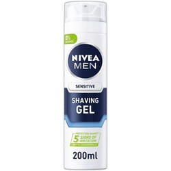 NIVEA MEN Sensitive Shaving Gel Pack of 6 (6 x 200ml) Sensitive Skin Shaving Gel, Shave Gel for Men, Shaving Gel for Irritated & Dry Skin with Witch H