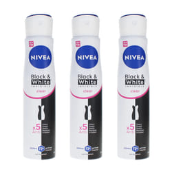 3 x 250ml Nivea Black & White Invisible Clear Deodorant Spray