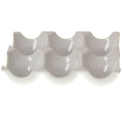6 Piece Ceramic Kitchen Chicken Eggs Tray Case Holder Storage Container White