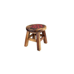 Kids Stool Ladybird Design 25cm Wooden Seat for Children Durable Versatile Use