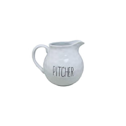 Dimples White Ceramic Pitcher Elegant 1L Jug for Water Juice, Iced Tea