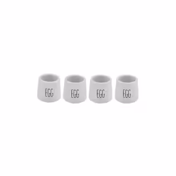 Dimples Egg Cup Set of 4 Ceramic White with Black Writing Dishwasher Safe