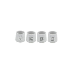 Dimples Egg Cup Set of 4 Ceramic White with Black Writing Dishwasher Safe