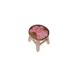Wooden Kids Stool Pink Elephant Design 25cm Child Size for Playroom or Bedroom