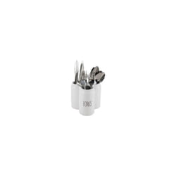 Dimples Cutlery Holder Set of 3 Ceramic with a Handle White Kitchen Organizer