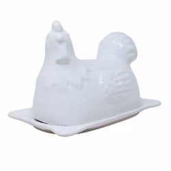 Butter Dish Hen Design Novelty Porcelain White Storage Container Keeper Kitchen