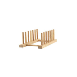Beech Wood Wooden Long 10 Plates Plate Rack Stand Holder Drainer Kitchen - Small