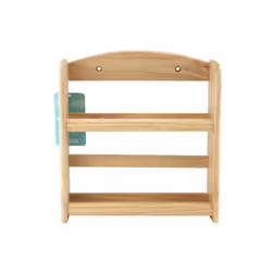 2 Tier Wall Mounted Hevea Natural Wood Kitchen Herb Spice Jar Rack Stand Holder