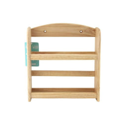 2 Tier Wall Mounted Hevea Natural Wood Kitchen Herb Spice Jar Rack Stand Holder