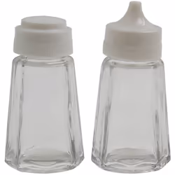 Clear Glass Salt And Pepper Shakers Pots Dispensers Cruet Jars Set Plastic Lid