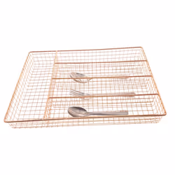 Copper 5 Compartment Cutlery Tray Kitchen Utensil Drainer Rack Organiser Storage