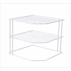 3 Tier Plastic Coated Metal Plate Holder Kitchen Organizer Corner Rack Stand