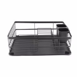 Black Flat Iron Metal Dish Drainer Plates Cutlery Utensils Holder Drying Rack