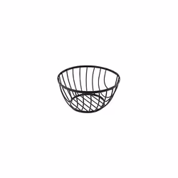 Black Flat Iron Metal Round Fruit Storage Basket Bowl Holder Kitchen Stand Rack