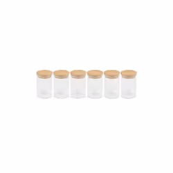 6pcs Clear 150ml Borosilicate Glass Condiment Spice Jars Bamboo Airtight Lids