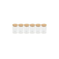 6pcs Clear 150ml Borosilicate Glass Condiment Spice Jars Bamboo Airtight Lids