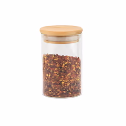 6pcs Clear 150ml Borosilicate Glass Condiment Spice Jars Bamboo Airtight Lids