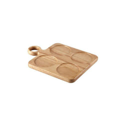 Rubberwood Dip Serving Board Platter For Ramekins