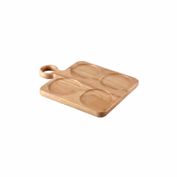 Rubberwood Dip Serving Board Platter For Ramekins