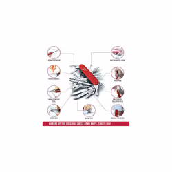 Victorinox Swiss Champ Swiss Army Pocket Knife, Medium, Multi Tool, 33 Functions, Blade, Scissors, Red