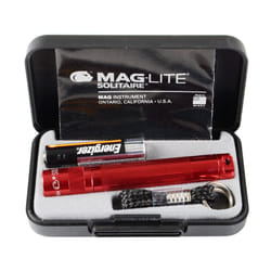Maglite Solitaire Torch 1 X Aaa. Gift Boxed with Battery. Spare Bulb Included - Red
