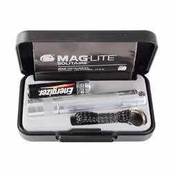 Maglite Solitaire Torch 1 X Aaa. Gift Boxed with Battery. Spare Bulb Included - Silver