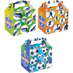 Football Design-12 Party Food Boxes Loot Lunch Meal Cardboard Gift Childrens Kids Happy Birthday