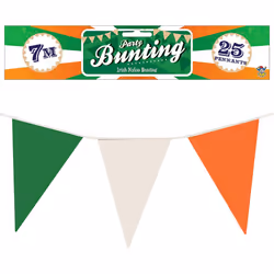 St Patrick's Day 25 Pennant Irish 7M Green, White & Orange Bunting Decoration