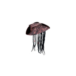 Childrens Deluxe Brown Pirate Hat with Braids and Beads One Size Caribbean Pirate Captain Dress Up Imaginative Play One Size Halloween Fancy Dress