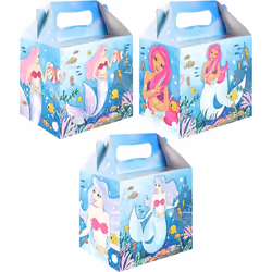 Mermaid Design-12 Party Loot Lunch Meal Cardboard Gift Boxes