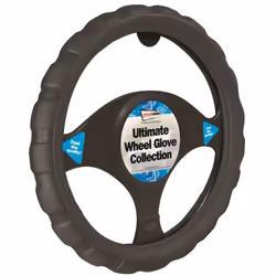 Black Grip Steering Wheel Cover Leather Look Universal 37-39cm