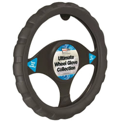 Black Grip Steering Wheel Cover Leather Look Universal 37-39cm