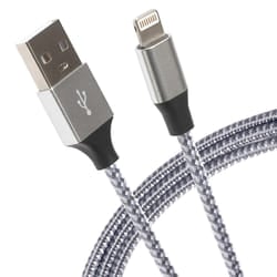 Maplin USB-A to Lightning Connector Cable Braided 12W 1m Silver