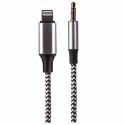 The Maplin Lightning Connector to 3.5mm Male Aux Stereo 3 Pole Jack Plug Braided Cable lets you connect devices with a 3 ...